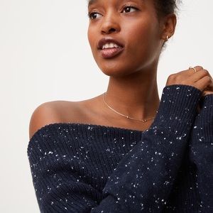 LOFT Flecked Foldover Off The Shoulder Sweater
